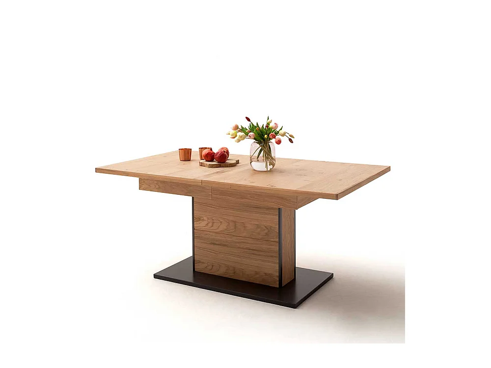 Säulen Esszimmertisch in Asteiche Bianco furniert Mittelauszug