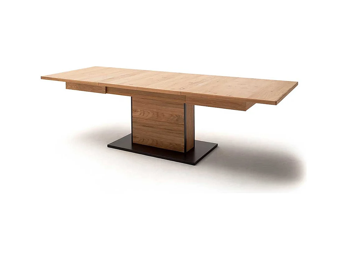 Säulen Esszimmertisch in Asteiche Bianco furniert Mittelauszug