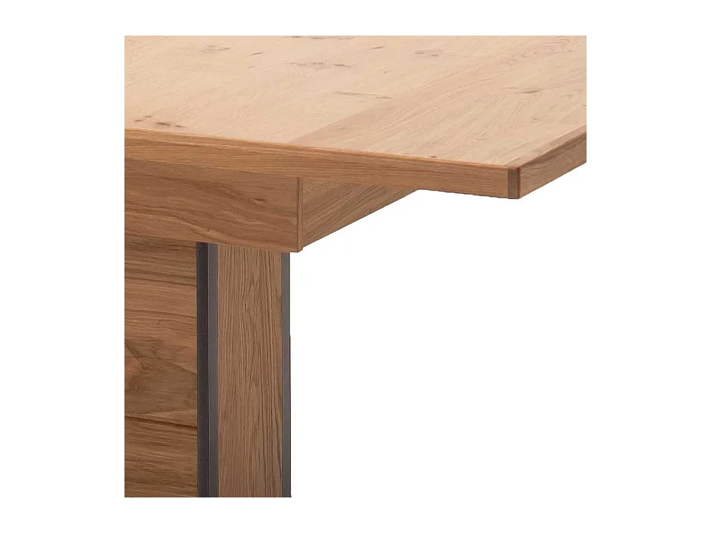 Säulen Esszimmertisch in Asteiche Bianco furniert Mittelauszug