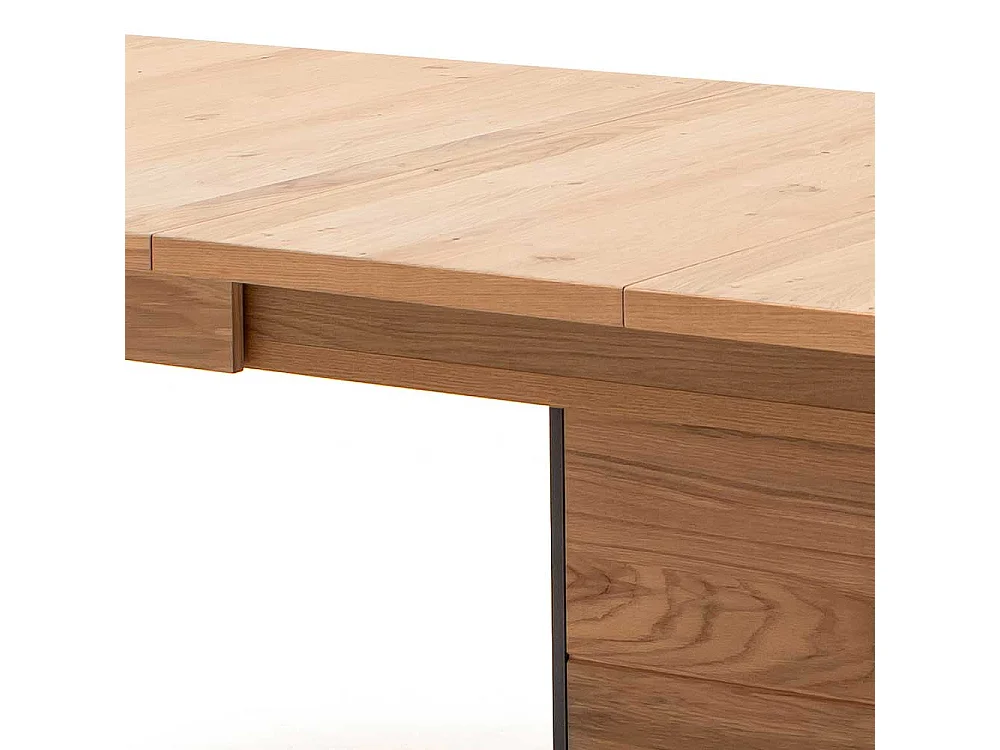 Säulen Esszimmertisch in Asteiche Bianco furniert Mittelauszug