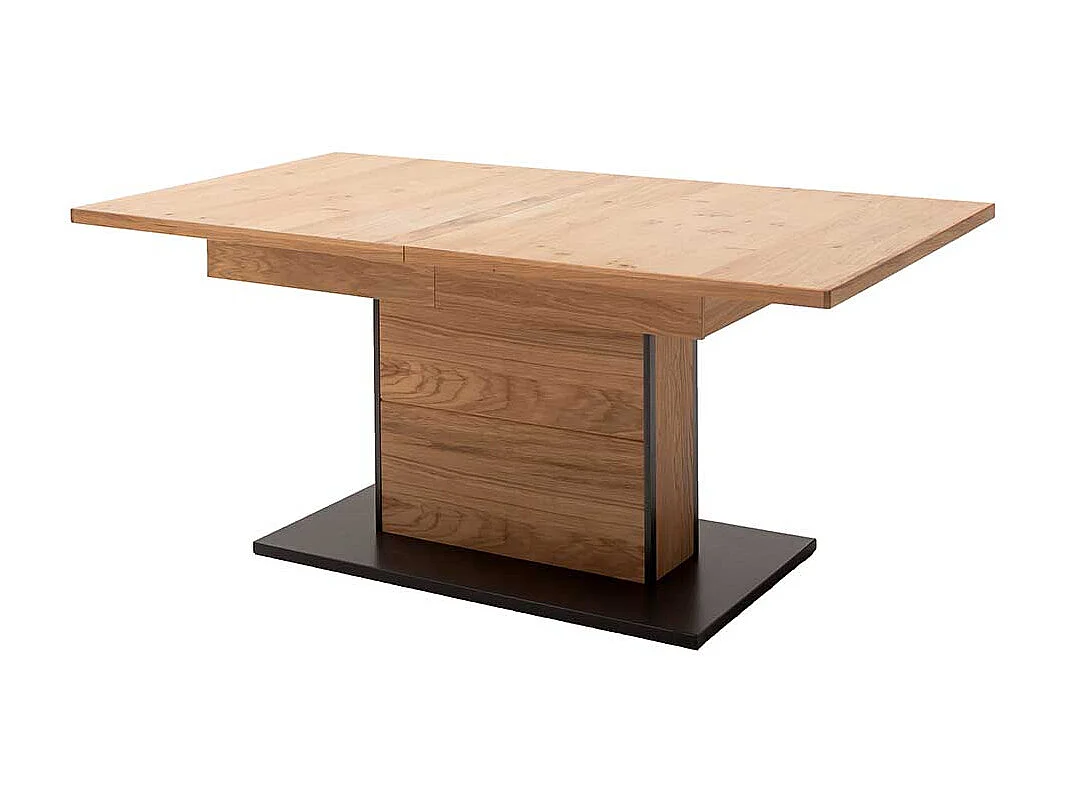 Säulen Esszimmertisch in Asteiche Bianco furniert Mittelauszug