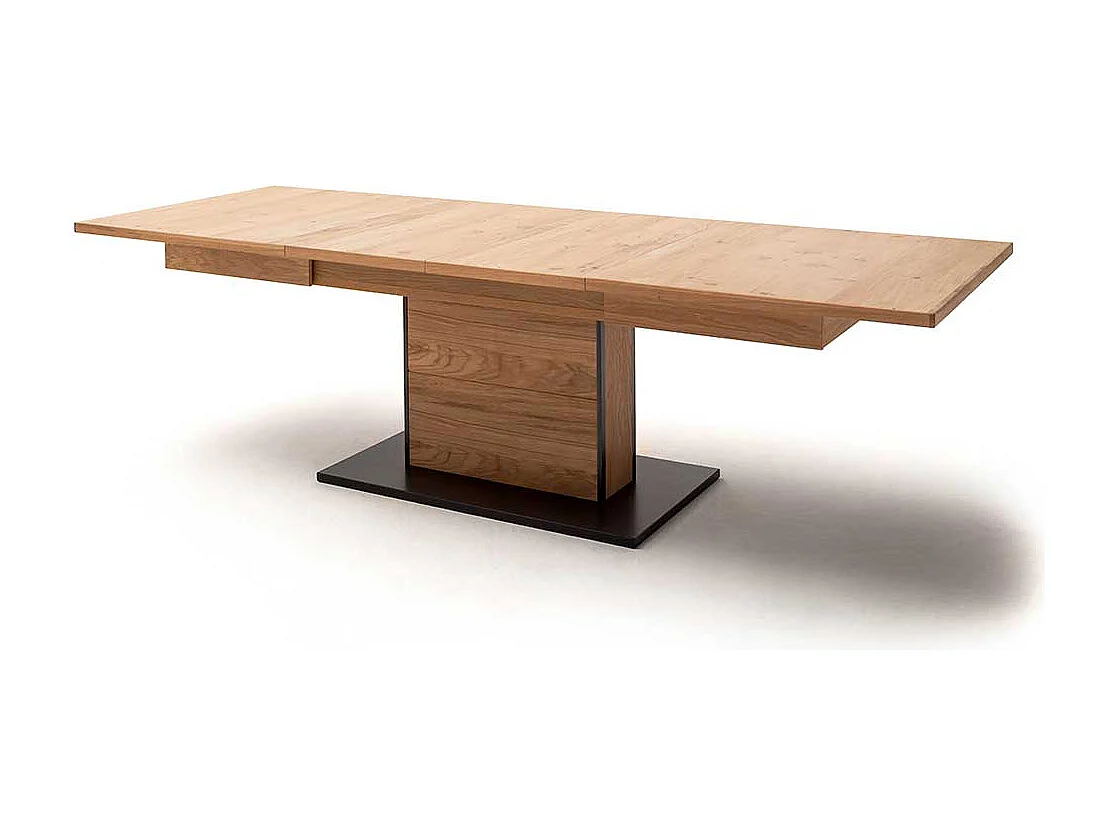 Säulen Esszimmertisch in Asteiche Bianco furniert Mittelauszug