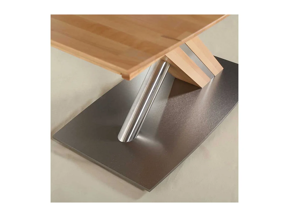 Esszimmertisch in Kernbuchefarben Edelstahl Optik