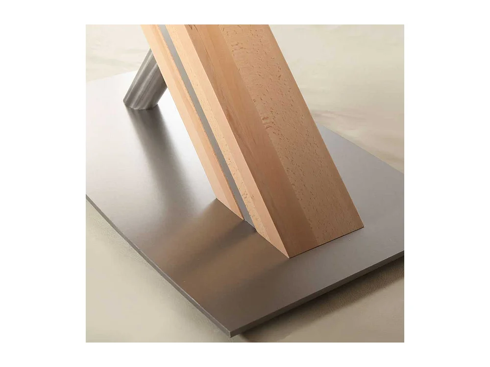 Esszimmertisch in Kernbuchefarben Edelstahl Optik