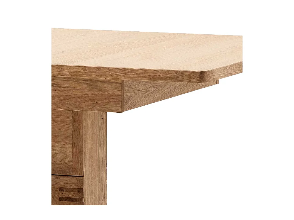 Säulen Esszimmertisch in Eiche Bianco und Anthrazit Mittelauszug