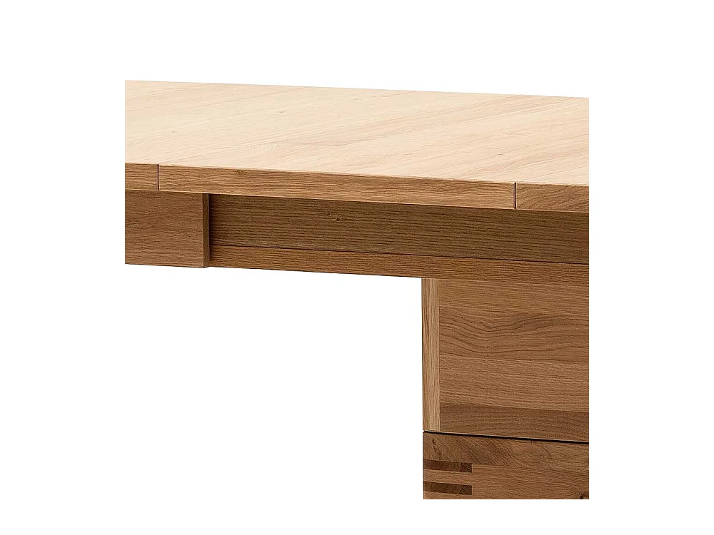 Säulen Esszimmertisch in Eiche Bianco und Anthrazit Mittelauszug