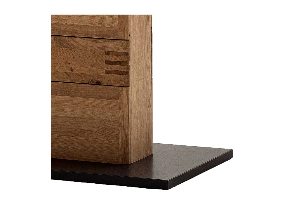 Säulen Esszimmertisch in Eiche Bianco und Anthrazit Mittelauszug