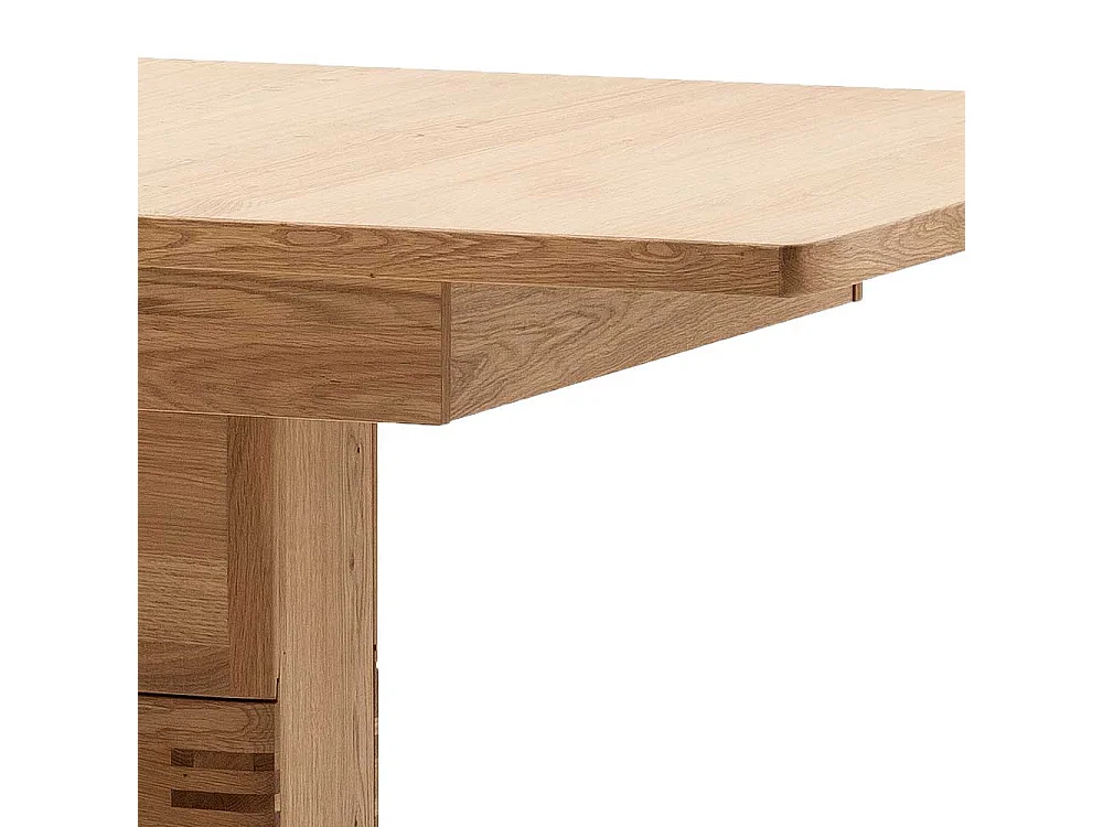 Säulen Esszimmertisch in Eiche Bianco und Anthrazit Mittelauszug