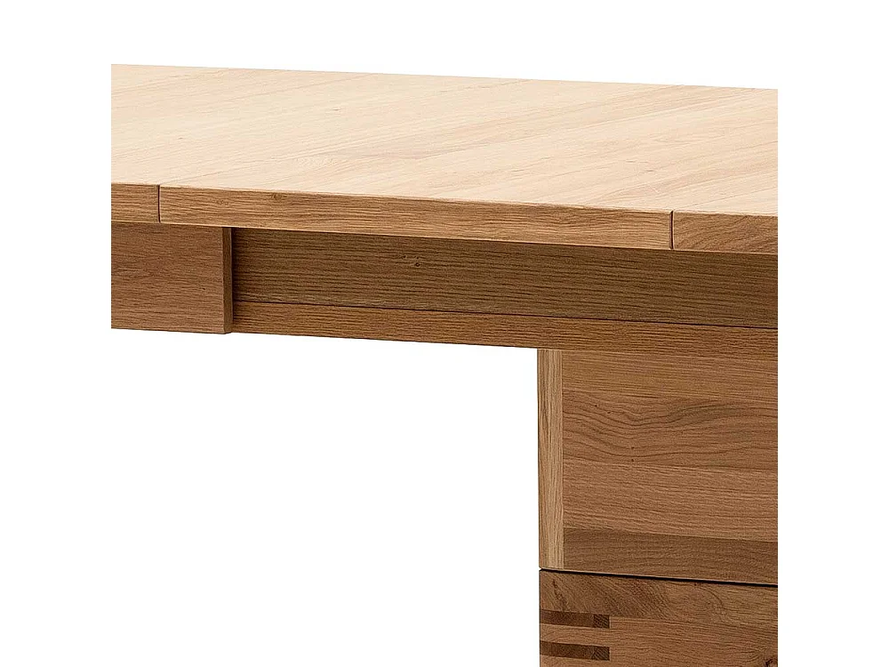 Säulen Esszimmertisch in Eiche Bianco und Anthrazit Mittelauszug