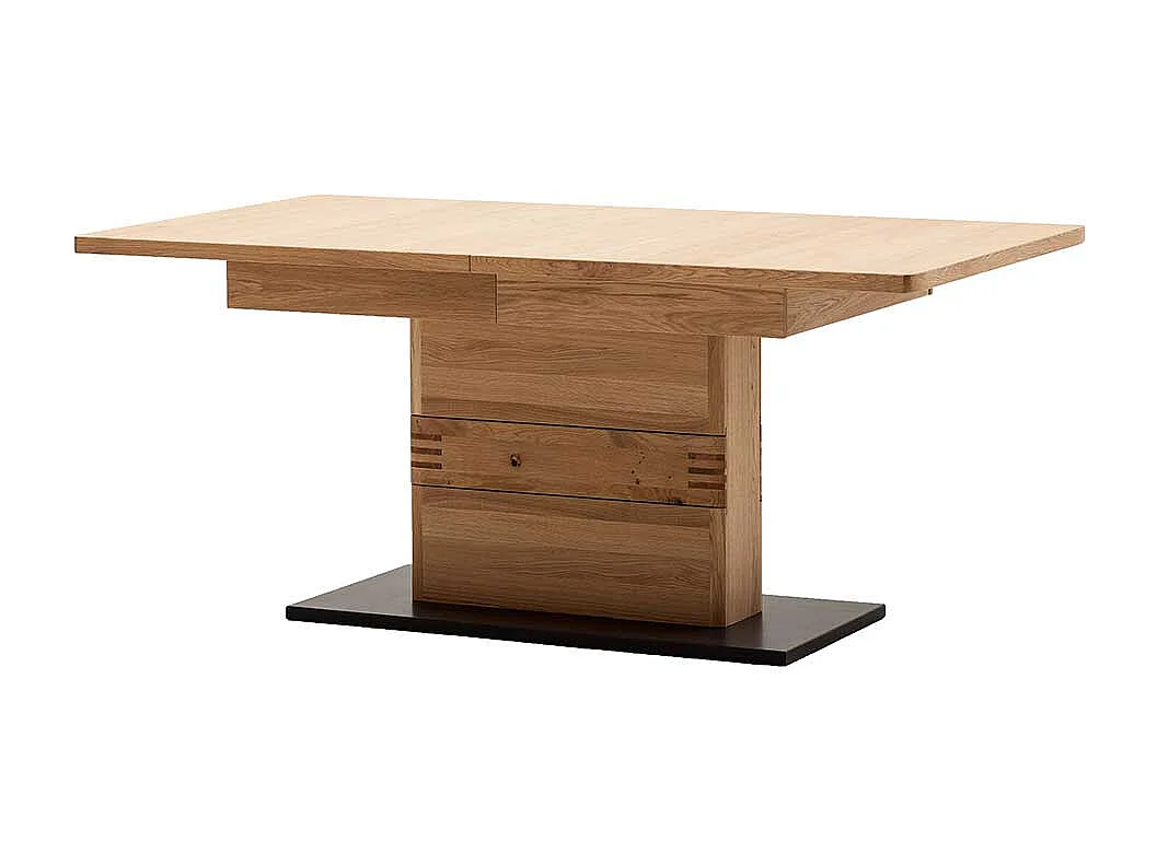 Säulen Esszimmertisch in Eiche Bianco und Anthrazit Mittelauszug