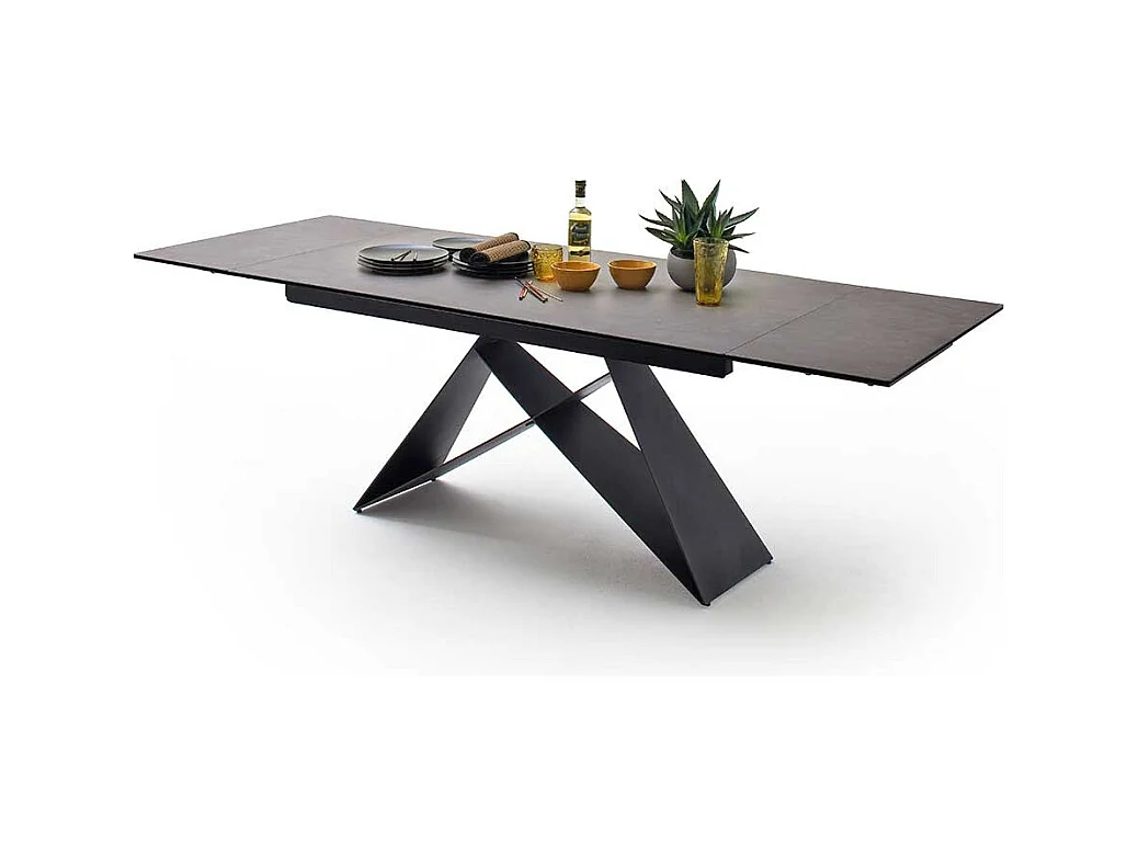 Esstisch mit Kopfauszug Anthrazit und Schwarz