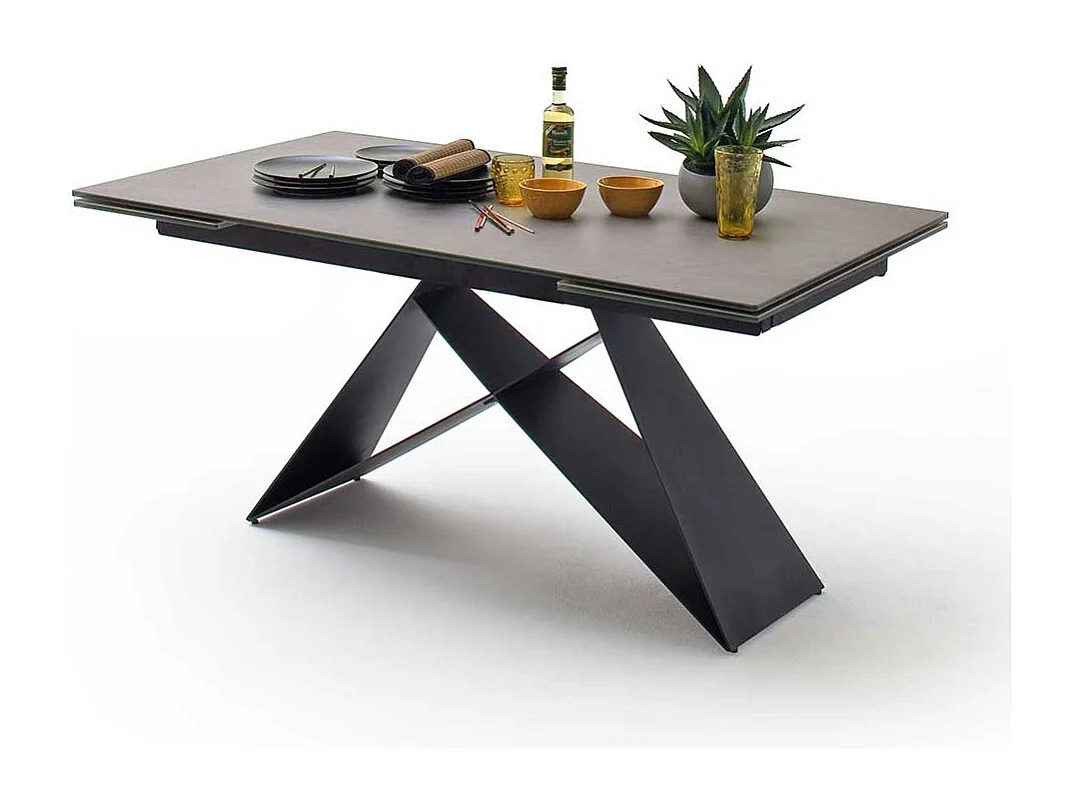 Esstisch mit Kopfauszug Anthrazit und Schwarz