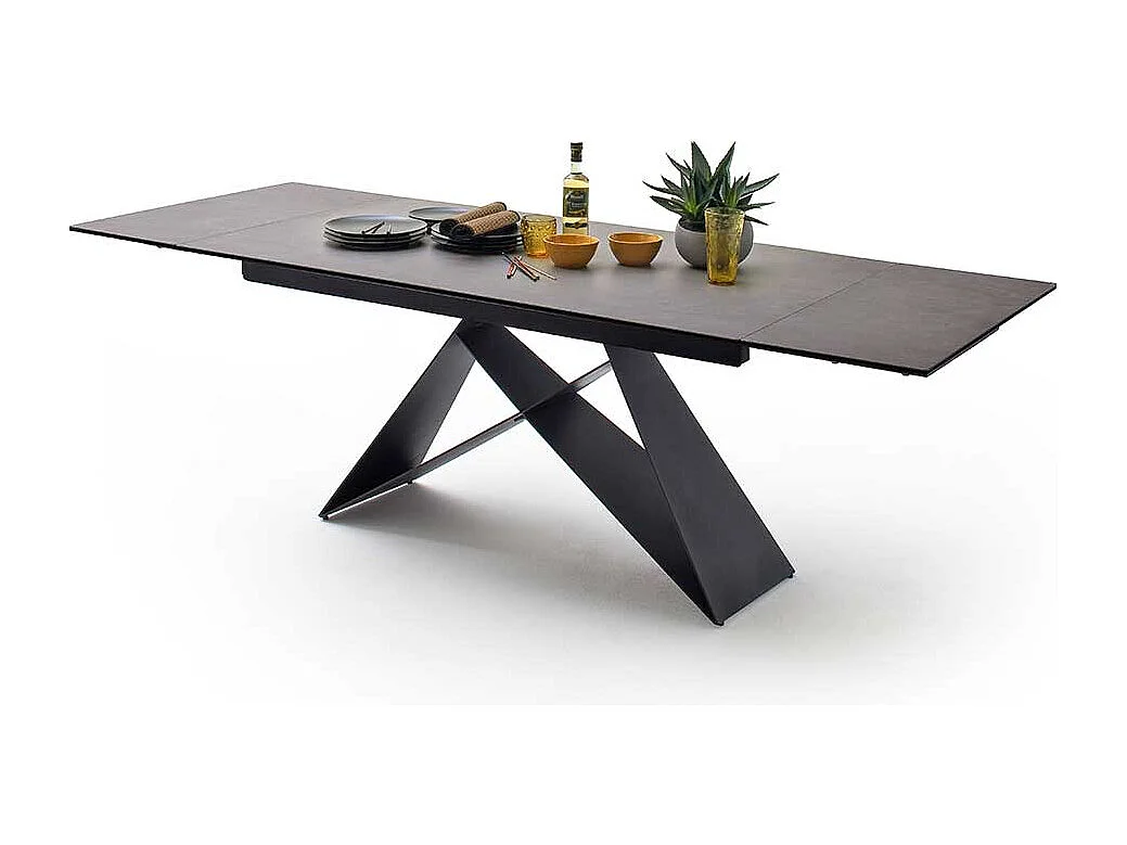 Esstisch mit Kopfauszug Anthrazit und Schwarz
