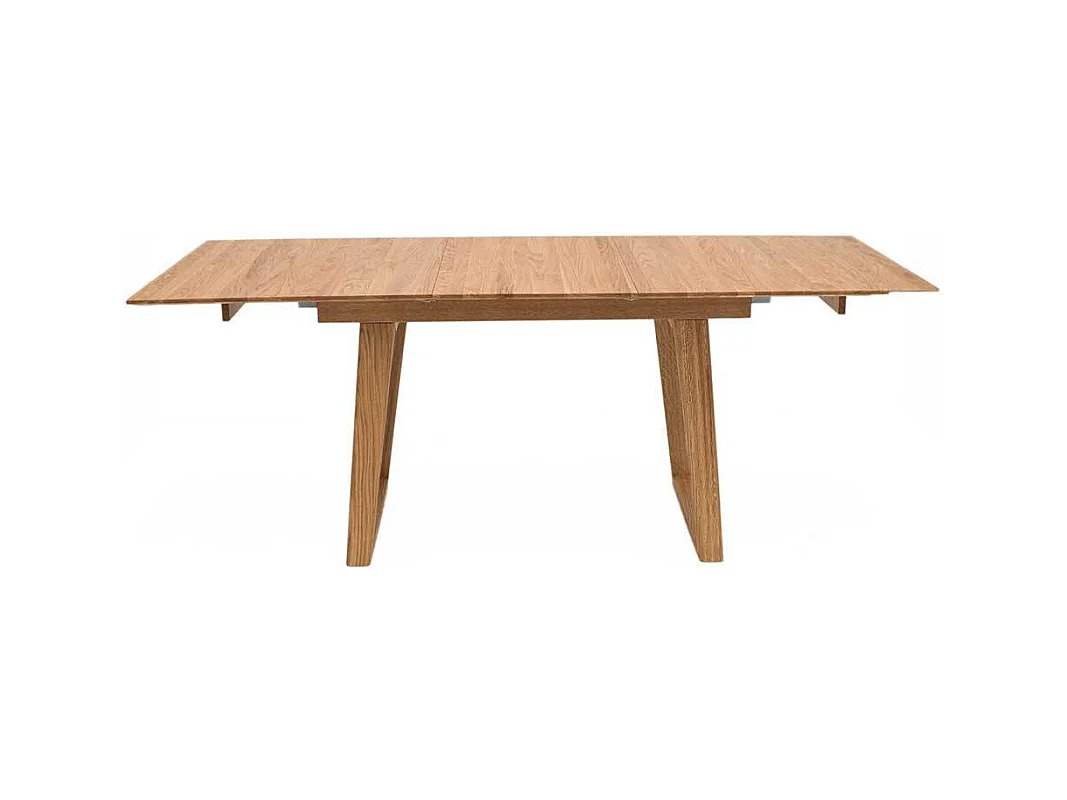 Holz Ausziehtisch aus Eiche Massivholz Bügelgestell