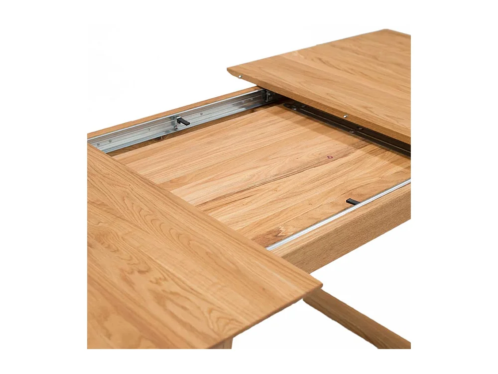 Holz Ausziehtisch aus Eiche Massivholz Bügelgestell