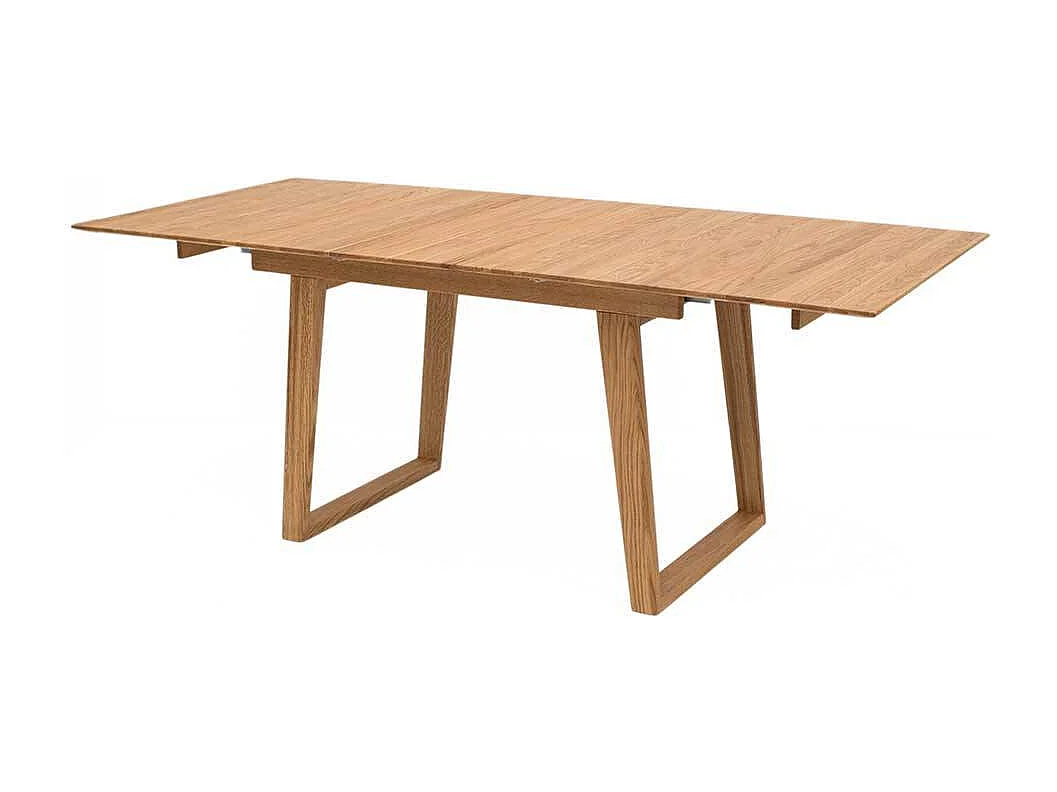 Holz Ausziehtisch aus Eiche Massivholz Bügelgestell