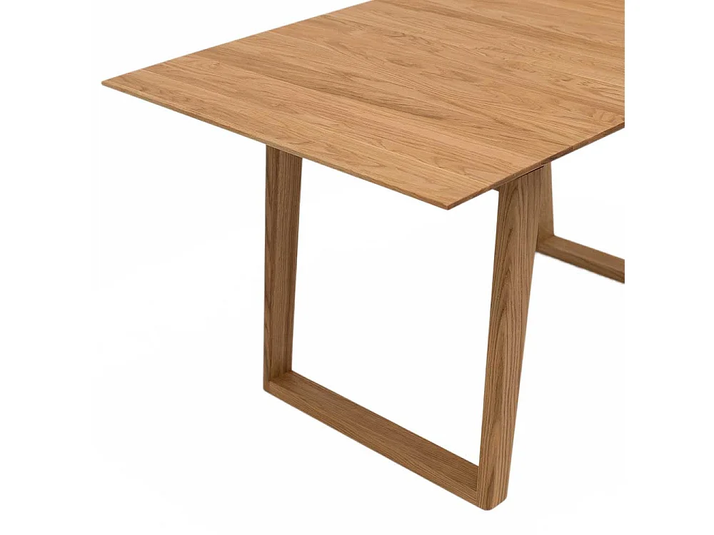 Holz Ausziehtisch aus Eiche Massivholz Bügelgestell