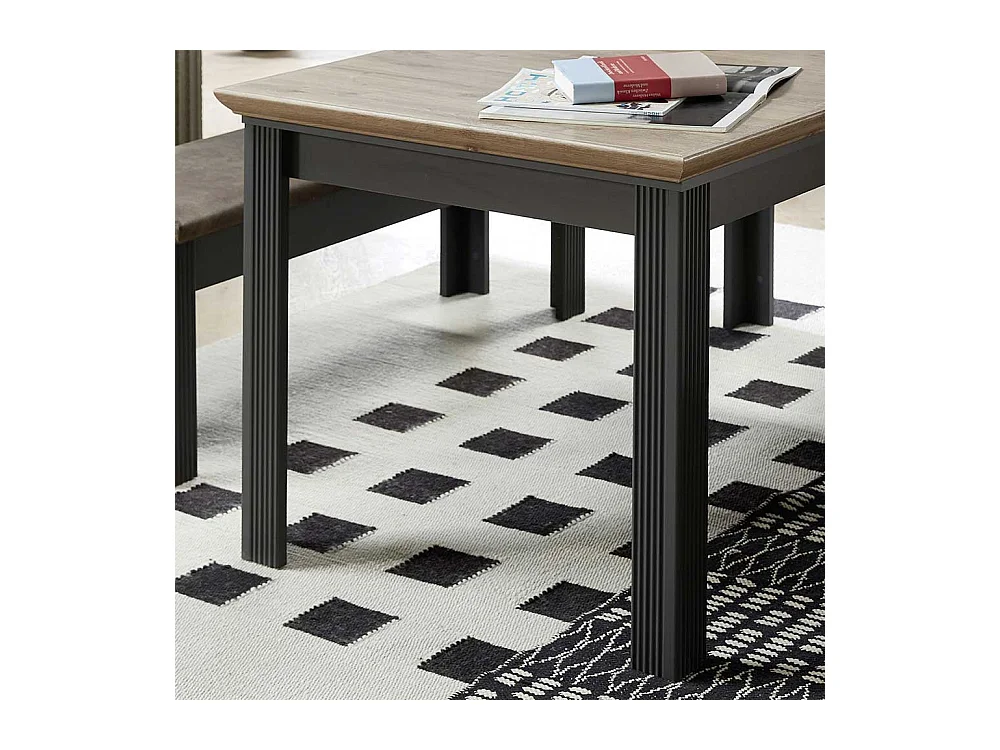 Ausziehtisch im Landhausstil Dunkelgrau und Eichefarben