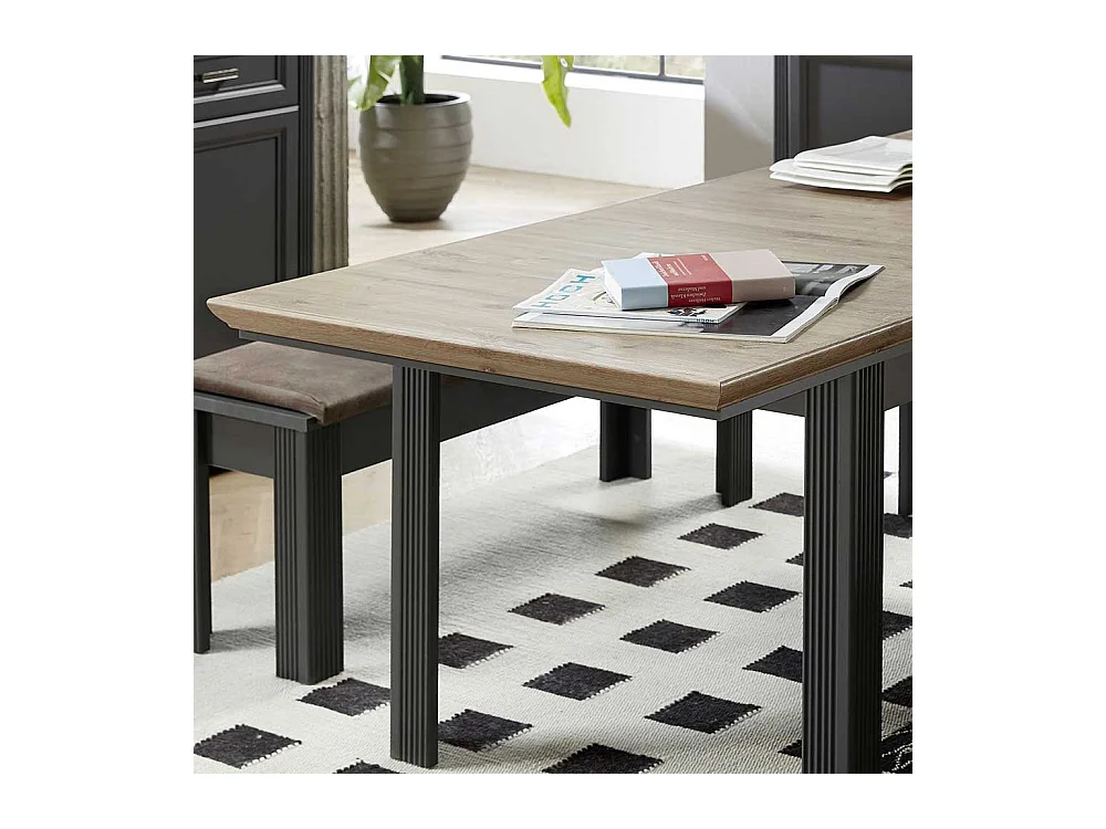 Ausziehtisch im Landhausstil Dunkelgrau und Eichefarben
