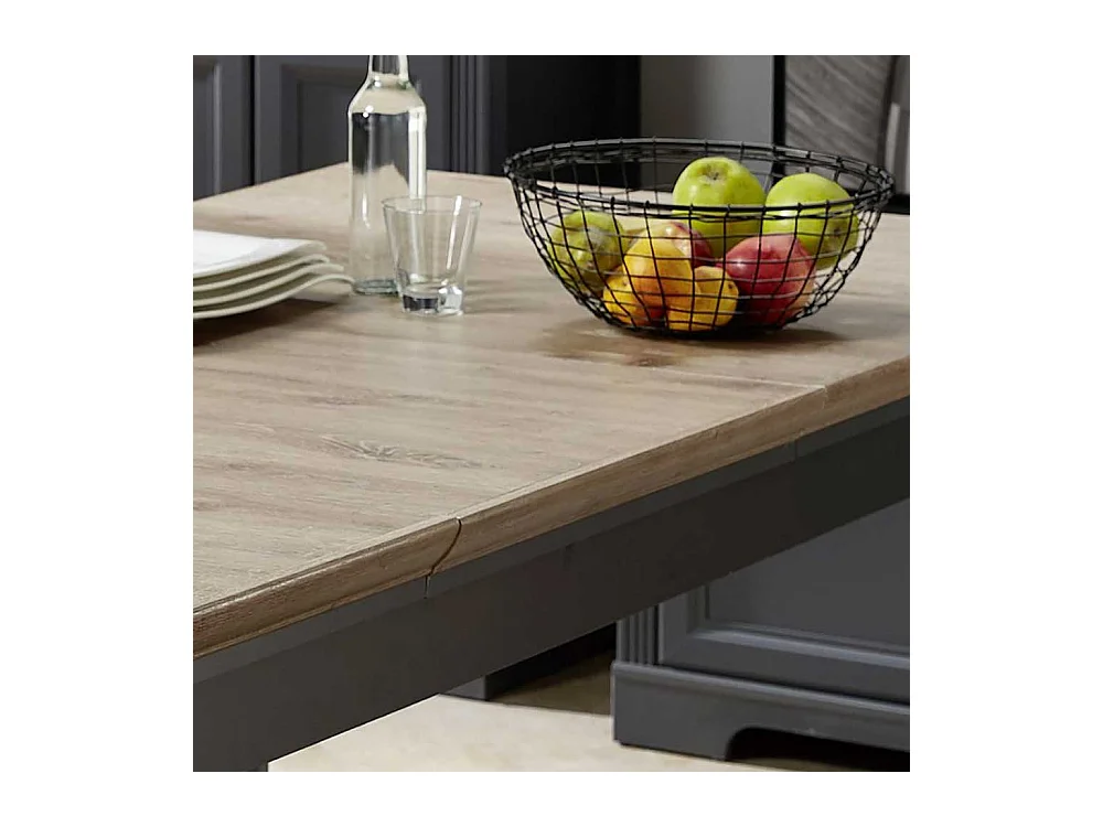 Ausziehtisch im Landhausstil Dunkelgrau und Eichefarben