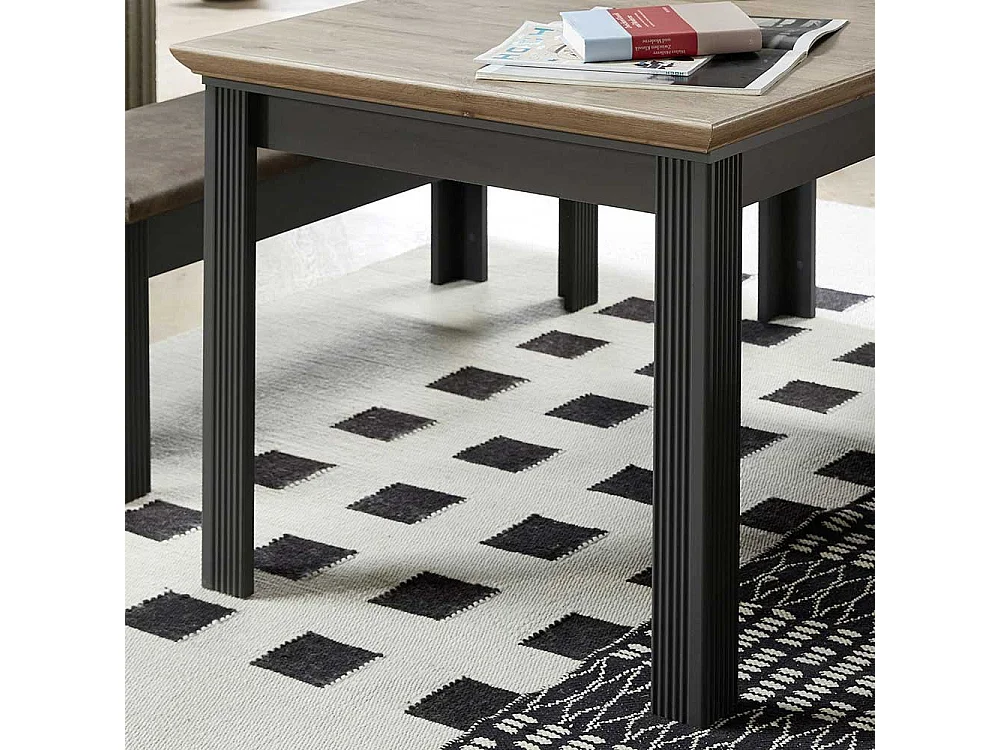 Ausziehtisch im Landhausstil Dunkelgrau und Eichefarben