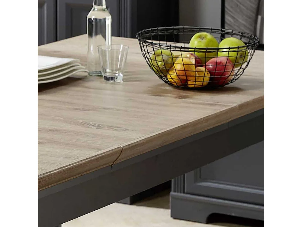 Ausziehtisch im Landhausstil Dunkelgrau und Eichefarben