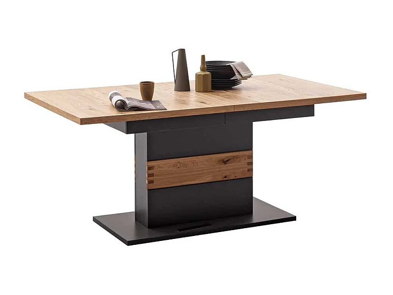 Tisch Esszimmer verlängerbar in Wildeichefarben Schwarzgrau