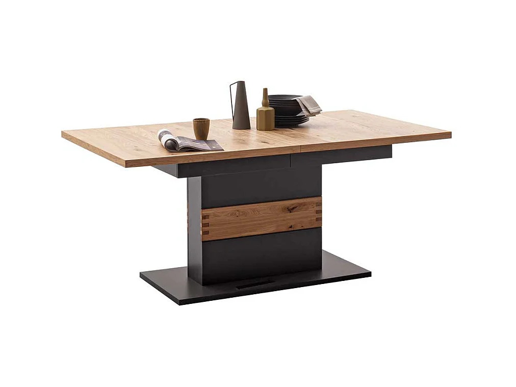 Tisch Esszimmer verlängerbar in Wildeichefarben Schwarzgrau