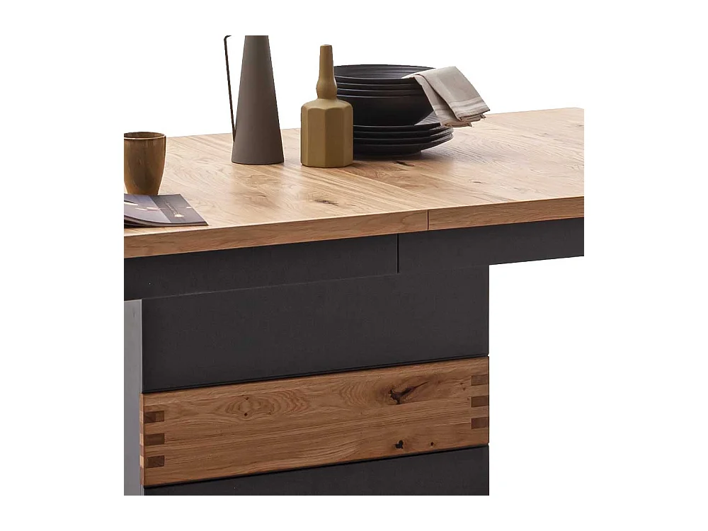 Tisch Esszimmer verlängerbar in Wildeichefarben Schwarzgrau