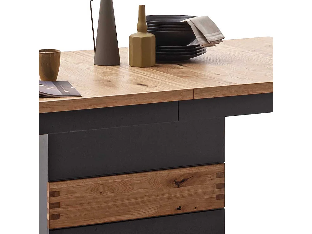 Tisch Esszimmer verlängerbar in Wildeichefarben Schwarzgrau