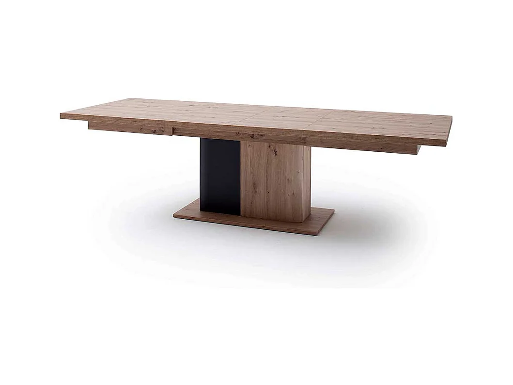 Säulentisch in Eichefarben und Anthrazit Mittelauszug