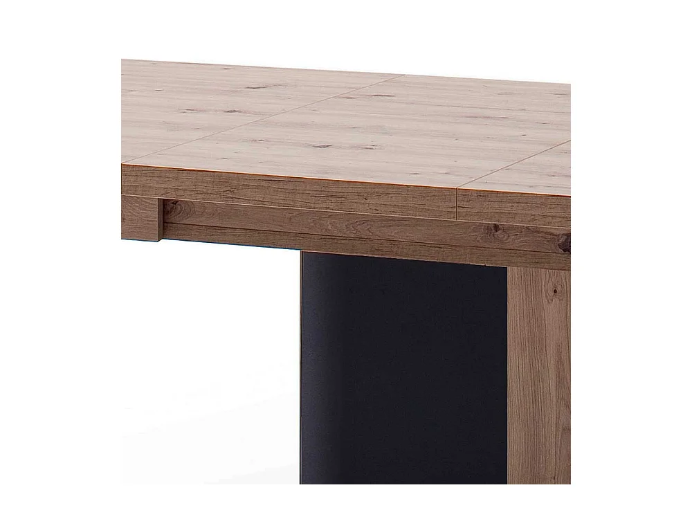 Säulentisch in Eichefarben und Anthrazit Mittelauszug