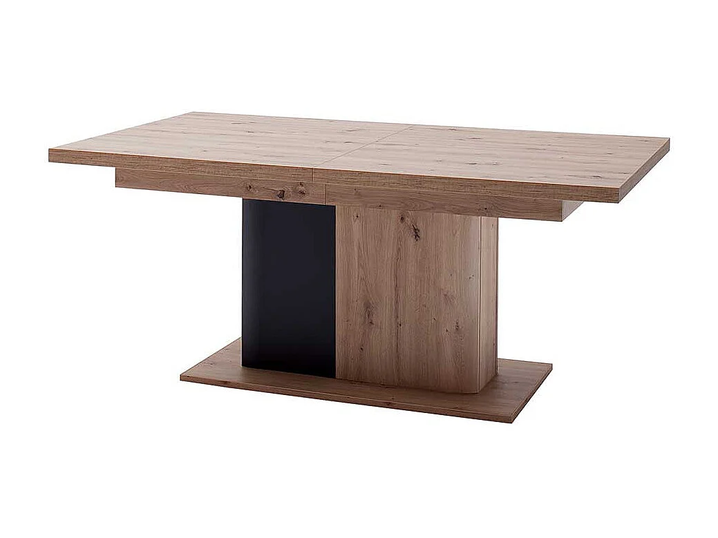 Säulentisch in Eichefarben und Anthrazit Mittelauszug