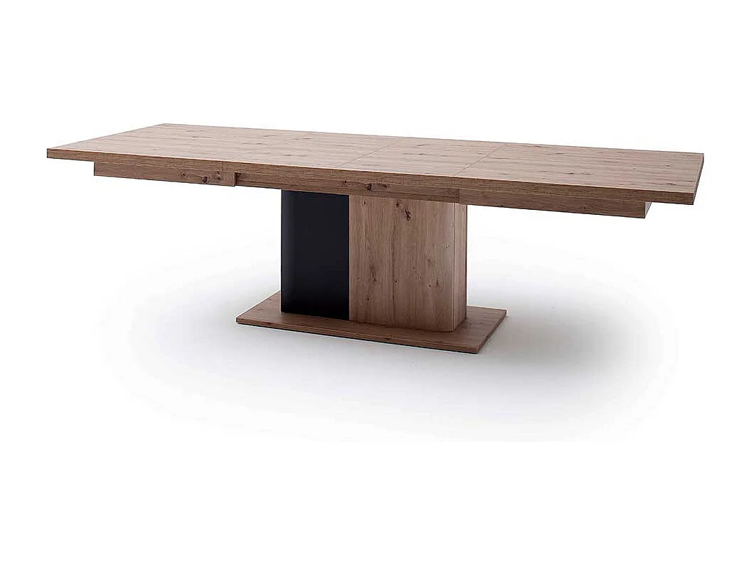 Säulentisch in Eichefarben und Anthrazit Mittelauszug