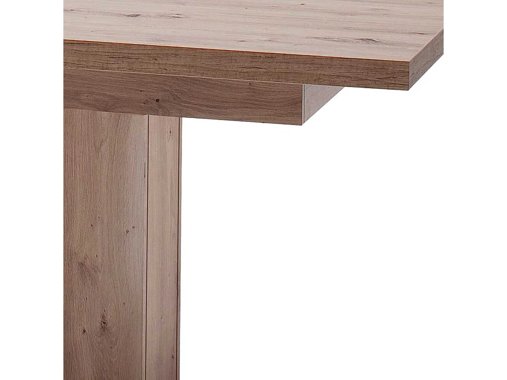 Säulentisch in Eichefarben und Anthrazit Mittelauszug