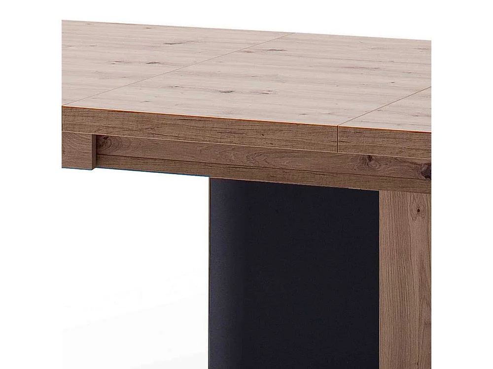 Säulentisch in Eichefarben und Anthrazit Mittelauszug