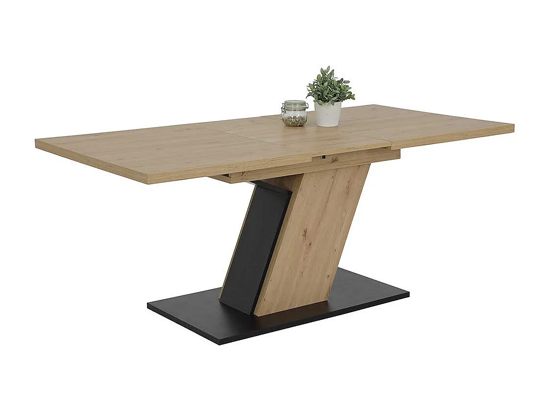 Tisch Esszimmer in Wildeichefarben und Schwarz melaminbeschichtet