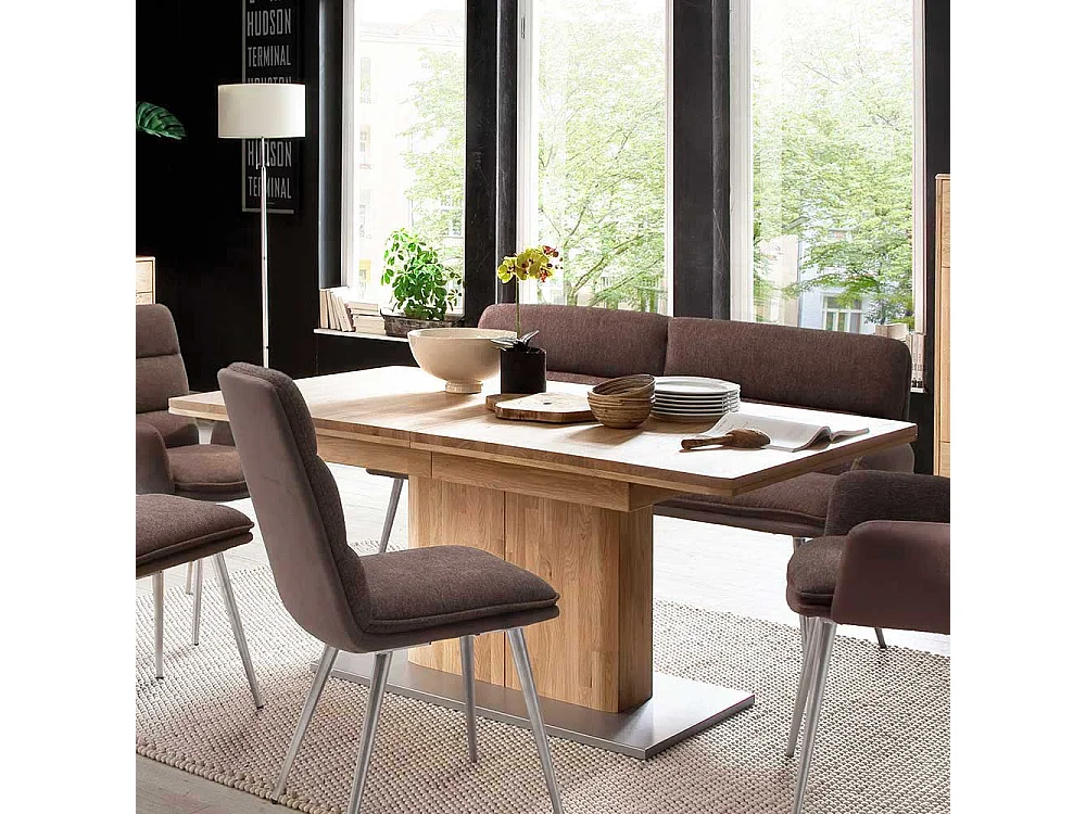 Ausziehtisch in Eiche Bianco Eiche Massivholz