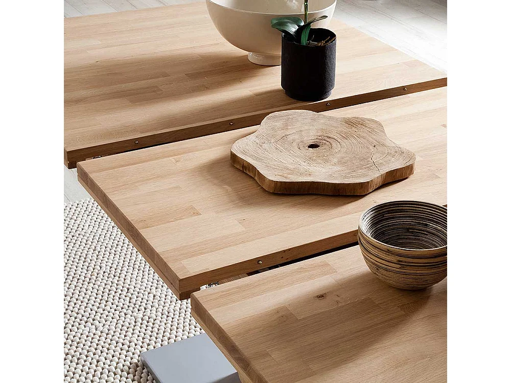 Ausziehtisch in Eiche Bianco Eiche Massivholz