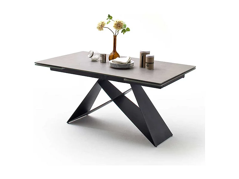 Ausziehtisch in hell Grau und Schwarz Wangengestell