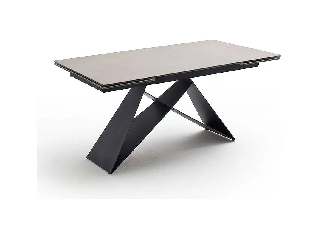 Ausziehtisch in hell Grau und Schwarz Wangengestell