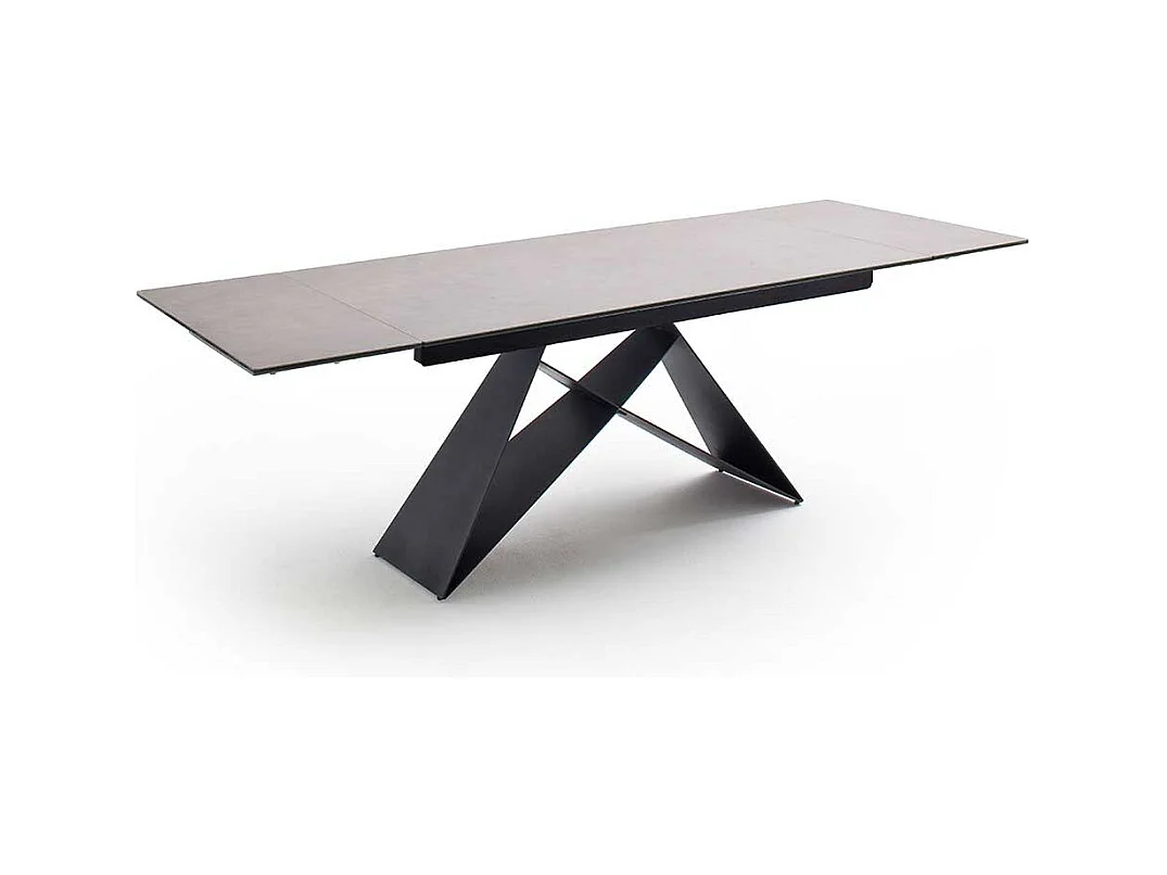 Ausziehtisch in hell Grau und Schwarz Wangengestell