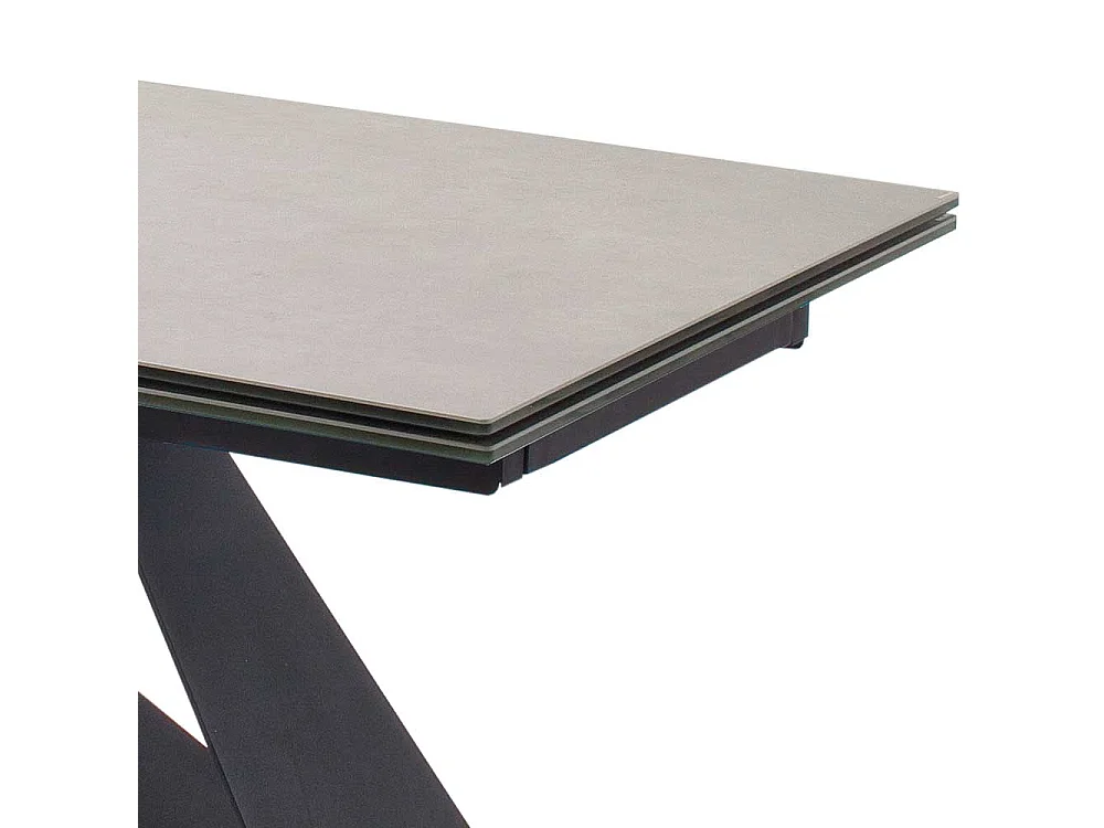Ausziehtisch in hell Grau und Schwarz Wangengestell
