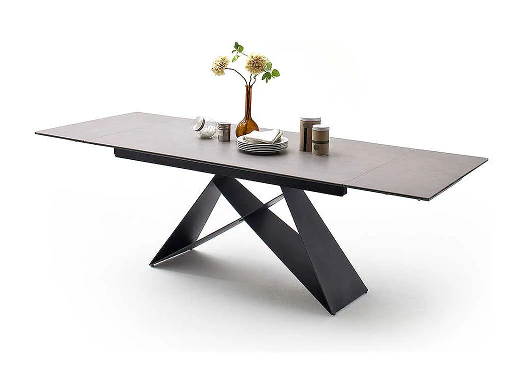 Ausziehtisch in hell Grau und Schwarz Wangengestell