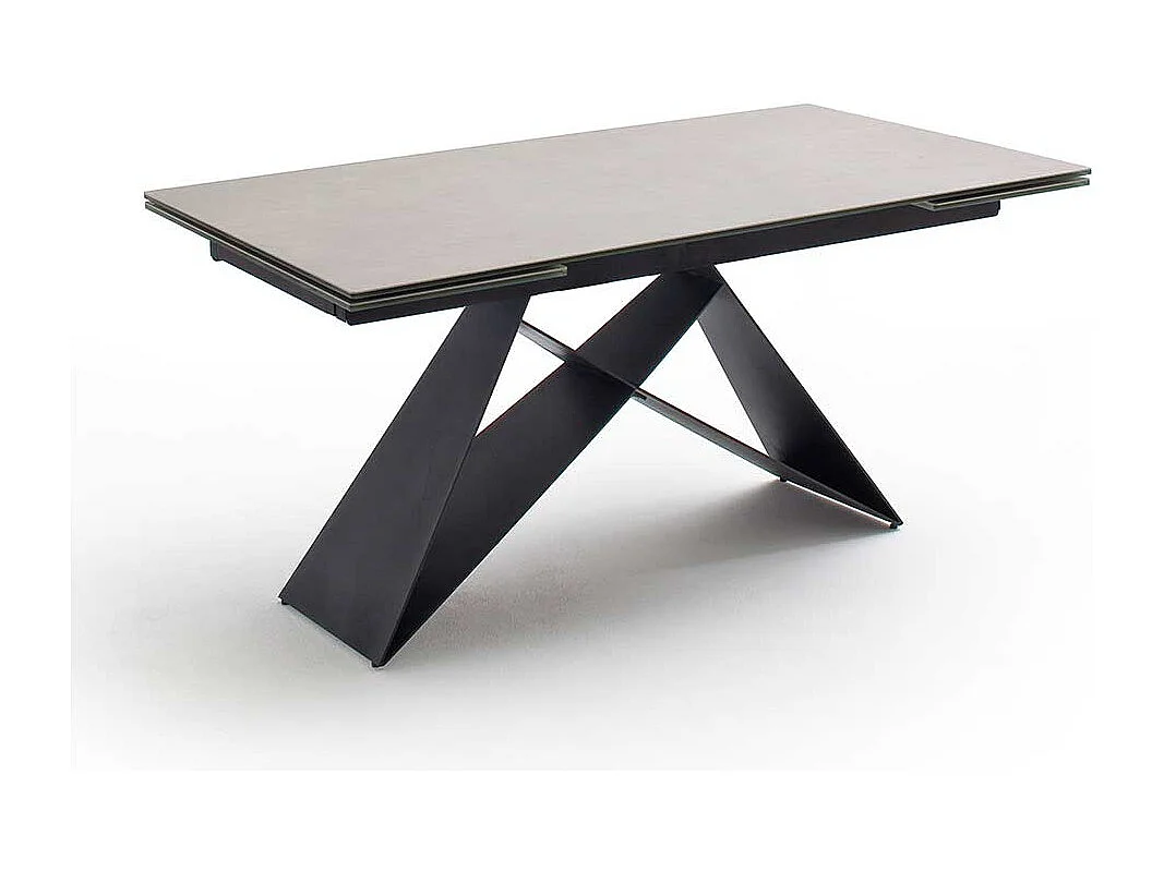 Ausziehtisch in hell Grau und Schwarz Wangengestell