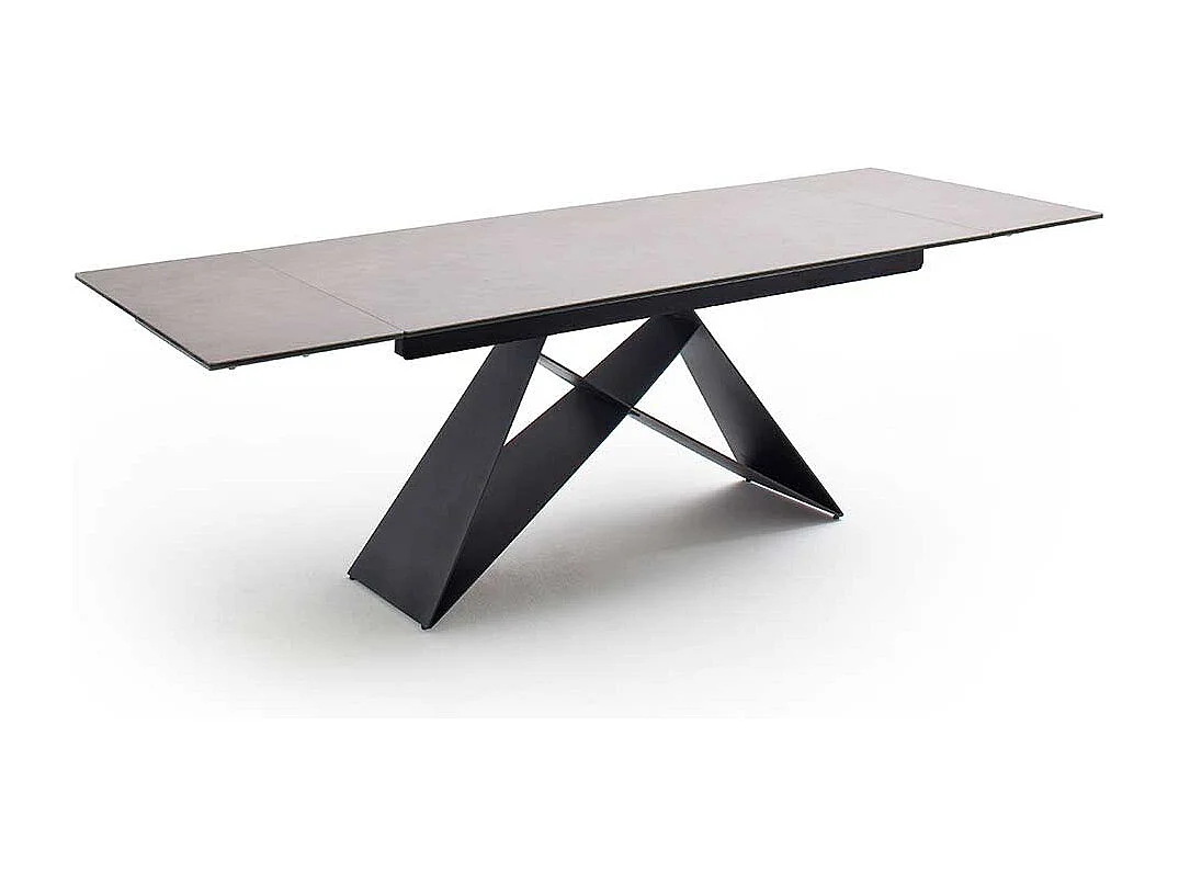 Ausziehtisch in hell Grau und Schwarz Wangengestell