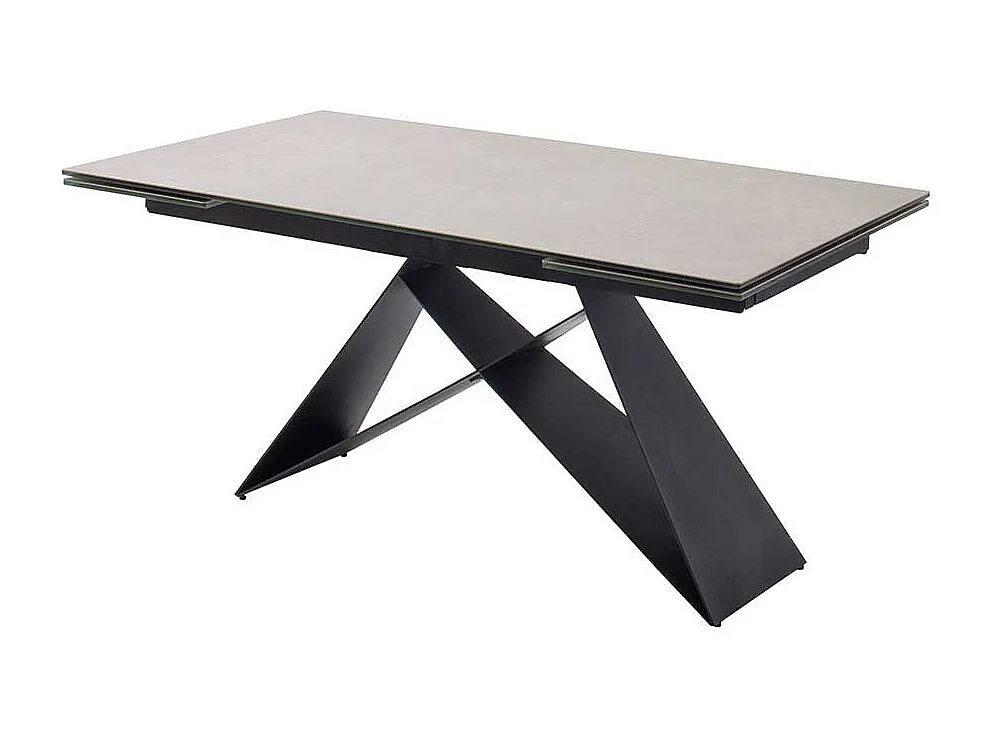 Ausziehtisch in hell Grau und Schwarz Wangengestell