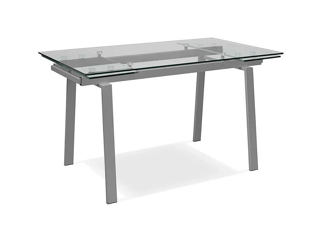 Esszimmertisch aus Sicherheitsglas und Metall verlängerbar
