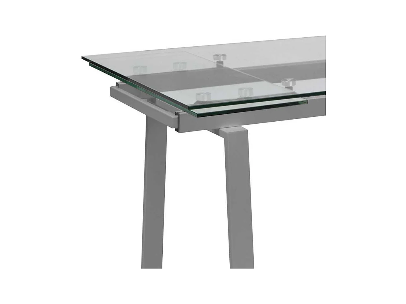 Esszimmertisch aus Sicherheitsglas und Metall verlängerbar