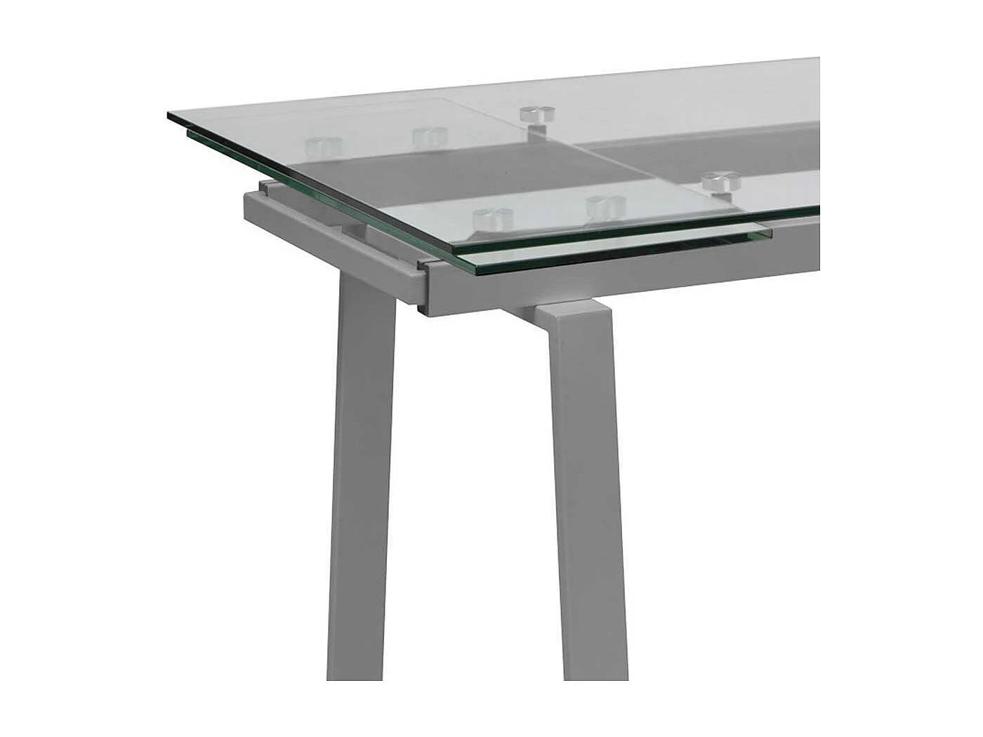 Esszimmertisch aus Sicherheitsglas und Metall verlängerbar